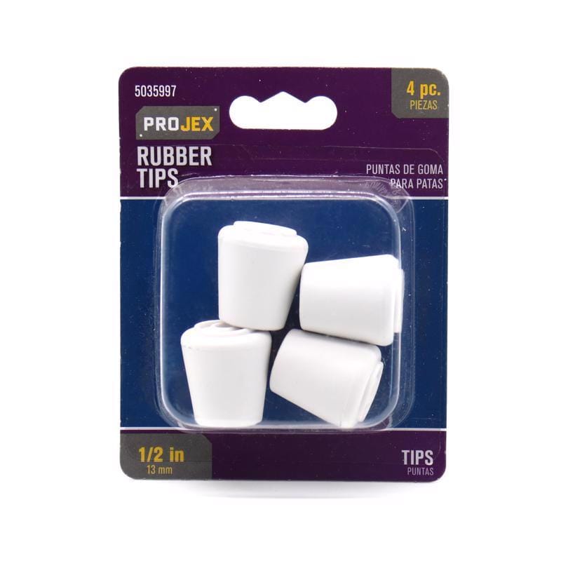 Projex P0061 Rubber Leg Tip White Round 1/2 in. W 4 pk
