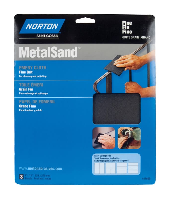 Norton 07660747820 MetalSand 11 in. L X 9 in. W 100 Grit Emery Cloth 3 pk