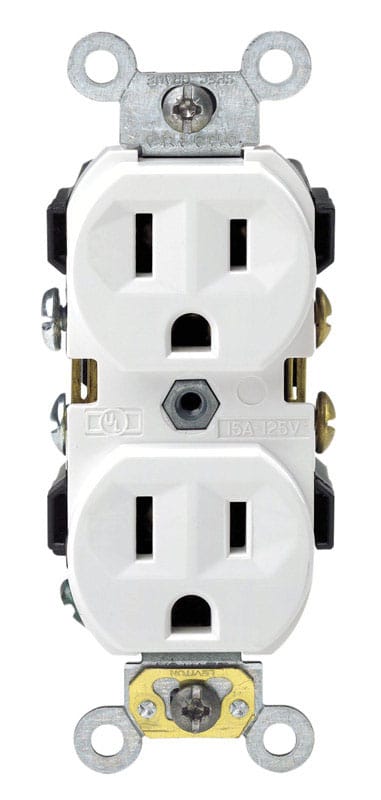 Leviton CBR15-00W 15 amps 125 V Duplex White Outlet 5-15R 1 pk