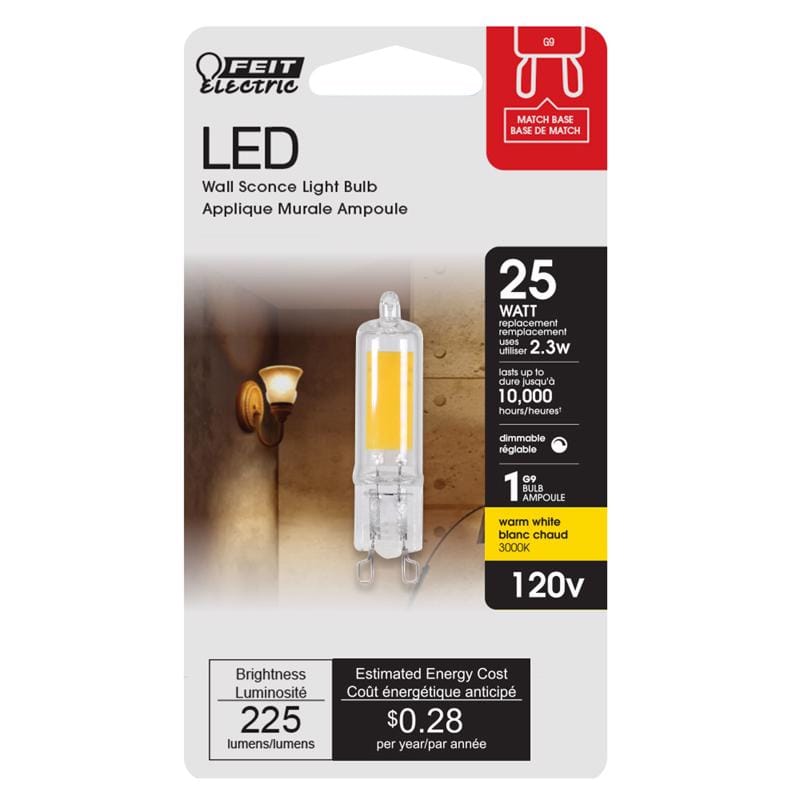 Feit BP25G9/830/LED T4 G9 LED Bulb Warm White 25 Watt Equivalence 1 pk