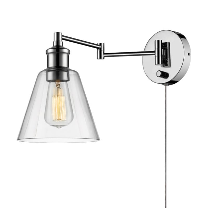 Globe Electric 51844 Parker 1-Light Chrome Clear Industrial Vintage style Wall Sconce