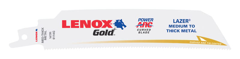 Lenox 210946114GR Gold 6 in. Bi-Metal Reciprocating Saw Blade 14 TPI 5 pk