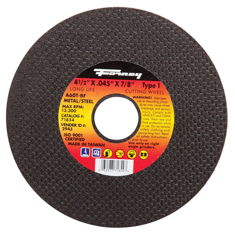Forney 71854 4-1/2 in. D X 7/8 in. X .045 in. thick Aluminum Oxide Metal Cut-Off Wheel 1 pc