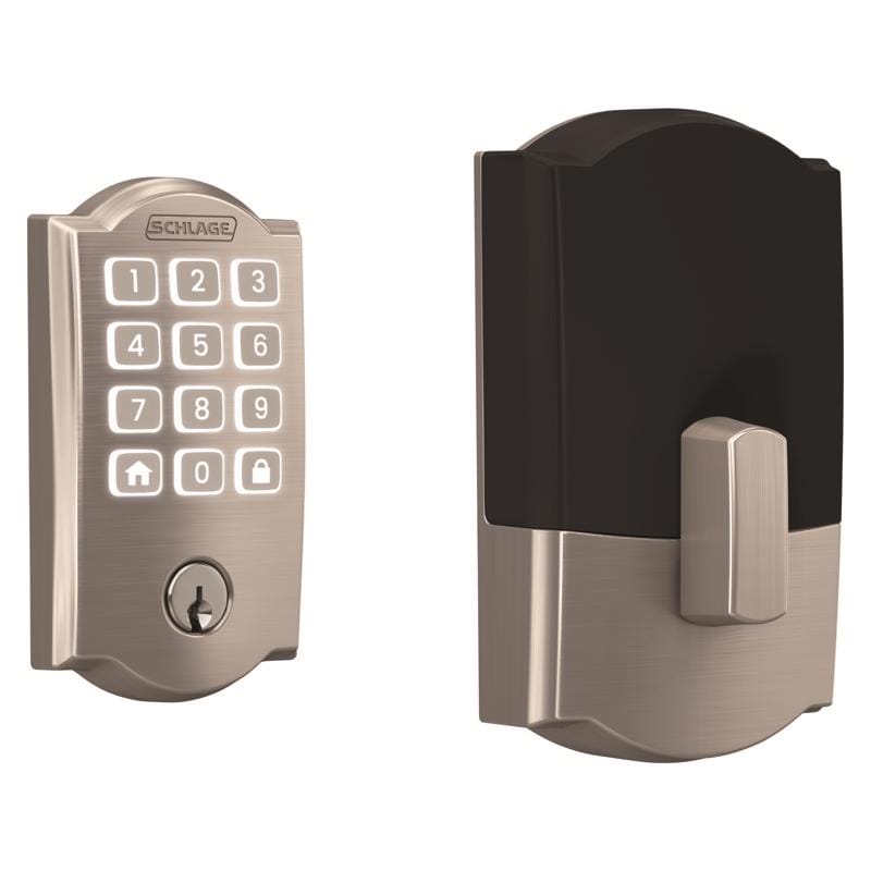 Schlage BE459WBVCAM619 Arrive Satin Nickel Steel Wi-Fi Deadbolt with Camelot Trim