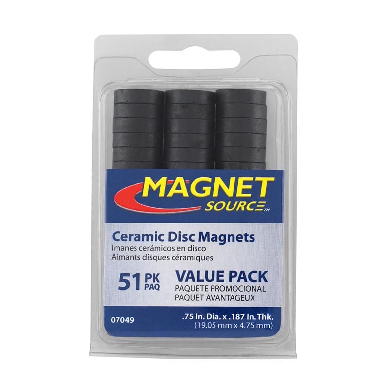 Magnet Source 07049 .197 in. L X .701 in. W Black Disc Disc Magnets 0.7 lb. pull 51 pc