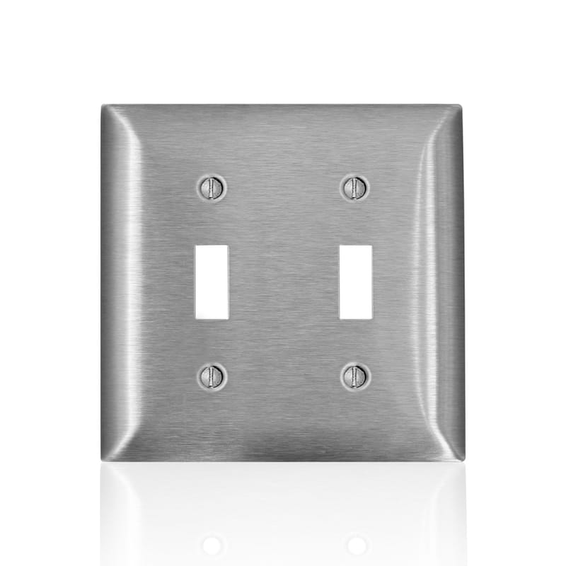 Leviton 00SL2-000 C-Series Satin Silver 2 gang Stainless Steel Toggle Wall Plate 1 pk