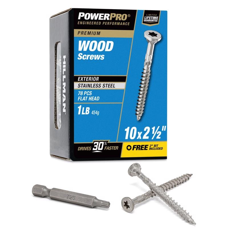 Hillman 48622V4 Power Pro No. 10 Ga. X 2-1/2 in. L Gray Star Flat Head Exterior Deck Screws 1 lb 78 pk