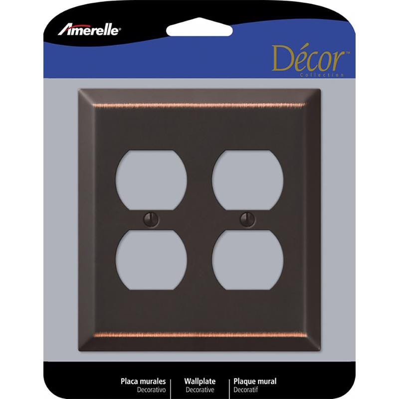 Amerelle 163DDDB Century Aged Bronze 2 gang Stamped Steel Duplex Wall Plate 1 pk