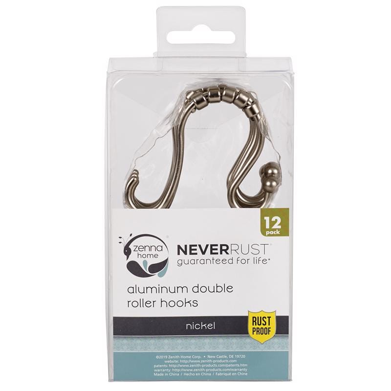 Zenna Home SS97ALBNL Brushed Nickel Silver Metal Shower Curtain Rings 1 pk