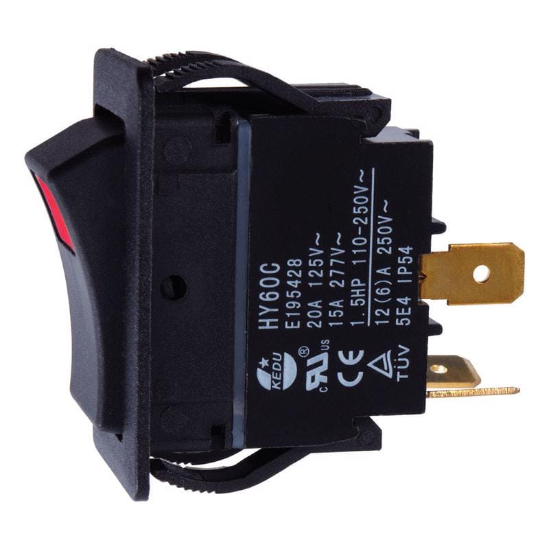 Jandorf 61126 20 amps Single Pole Rocker Power Tool Switch Black 1 pk