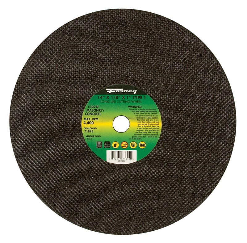 Forney 71895 14 in. D X 1 in. X 1/8 in. thick Silicon Carbide Masonry/Asphalt Cutting Wheel 1 pc