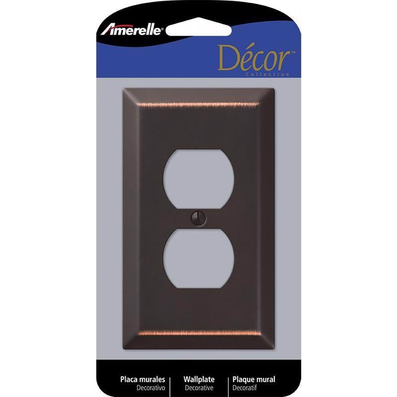 Amerelle 163DDB Century Aged Bronze 1 gang Stamped Steel Duplex Wall Plate 1 pk