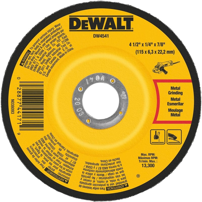 Dewalt DW4541 4-1/2 in. D X 7/8 in. X 1/4 in. thick Grinding Wheel 1 pc