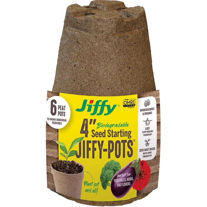Jiffy JP406 1 Cells 4 in. H X 4 in. W Seed Starting Peat Pot 6 pk