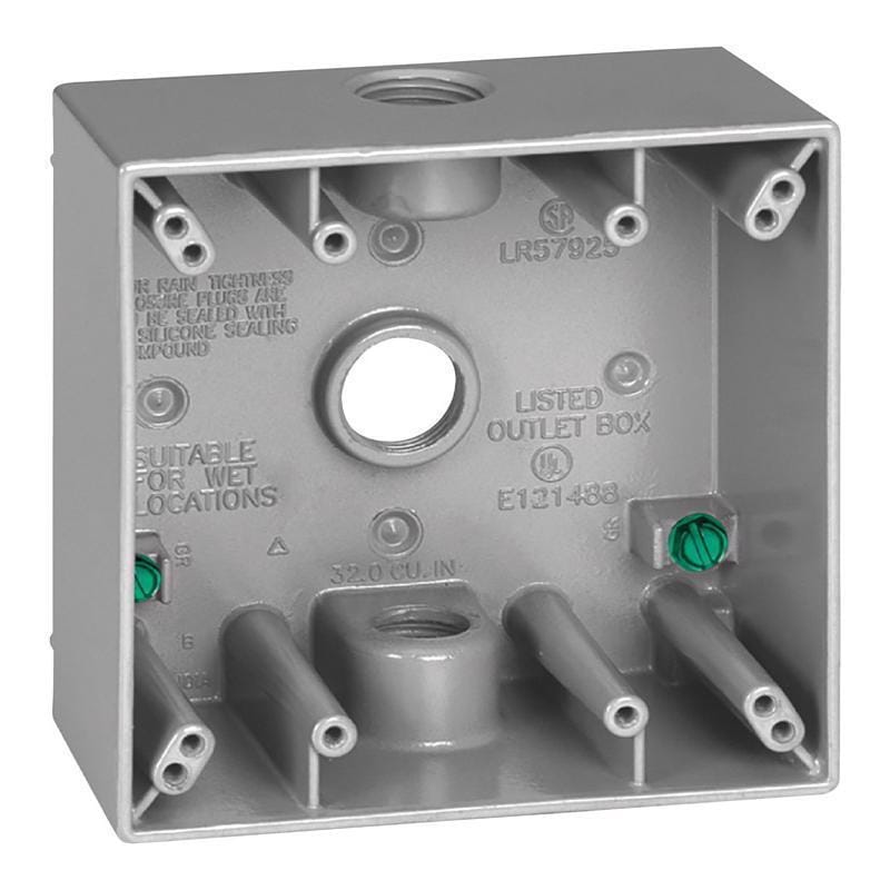 Sigma Engineered Solutions 14350 New Work 31 cu in Square Die-Cast Metal 2 gang Weatherproof Box Gray