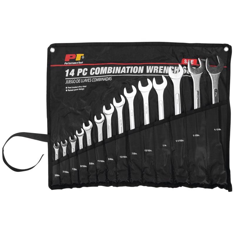 Performance Tool W1114 12 Point SAE Combination Wrench Set 14 pc