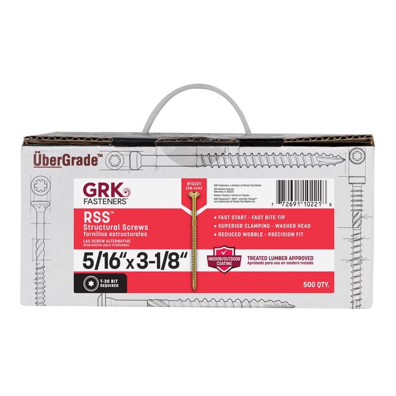 GRK Fasteners 10221 5/16 in. in. X 3-1/8 in. L Star Hex Head W-Cut Structural Screws