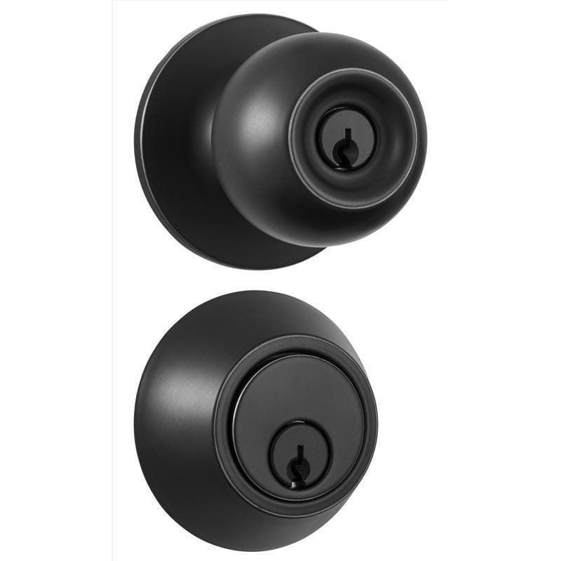Brinks BC40106 Commercial Matte Black Knob and Deadbolt Set 2 in.