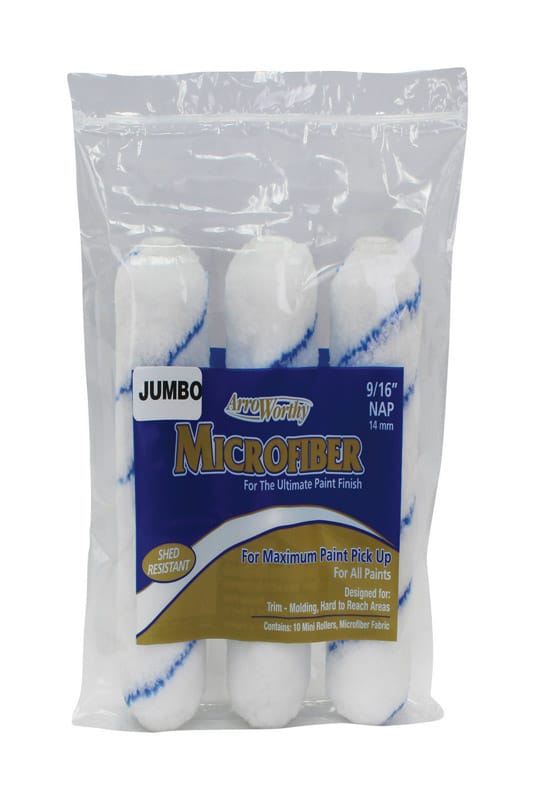ArroWorthy 4-MFR4-3PK 0400 Microfiber 4 in. W X 9/16 in. Jumbo Mini Paint Roller Cover 3 pk