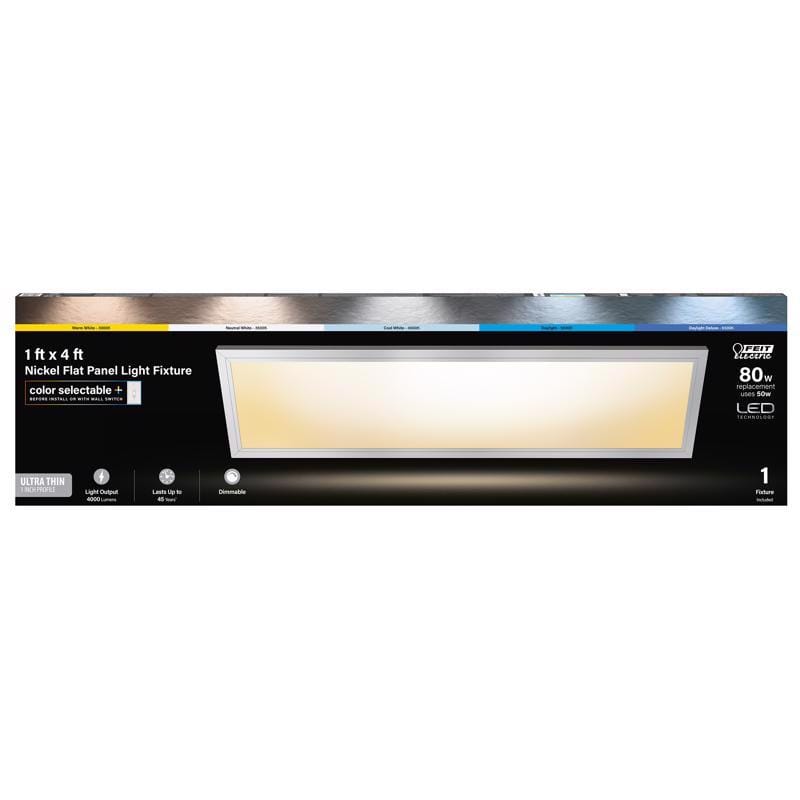 Feit FP1X4/4WY/NK EDGELIT 1 in. H X 12 in. W X 47.3 in. L Nickel White LED Flat Panel Light Fixture