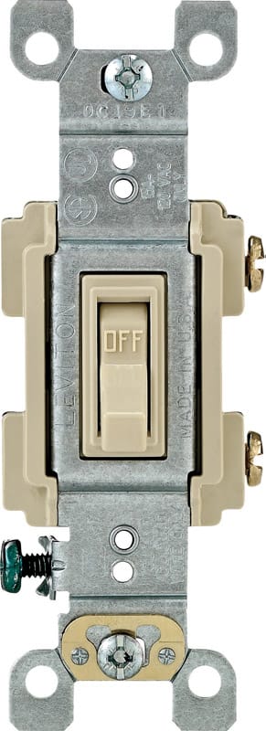 Leviton RS115-ICP 15 amps Single Pole Toggle AC Quiet Switch Ivory 1 pk