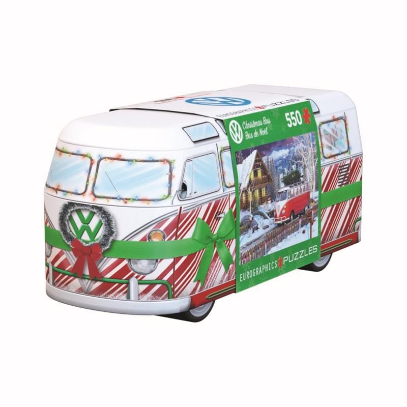 Eurographics 8551-5664 VW Christmas Bus Tin Collectible Tins with Puzzles Multicolored 550 pc