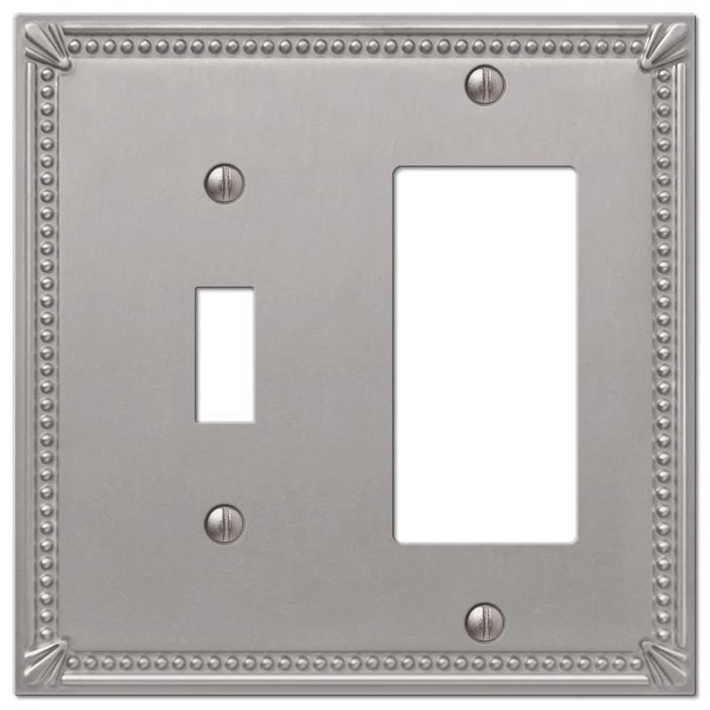 Amerelle 74TRBN Imperial Bead Brushed Nickel 2 gang Metal Decorator/Toggle Wall Plate 1 pk