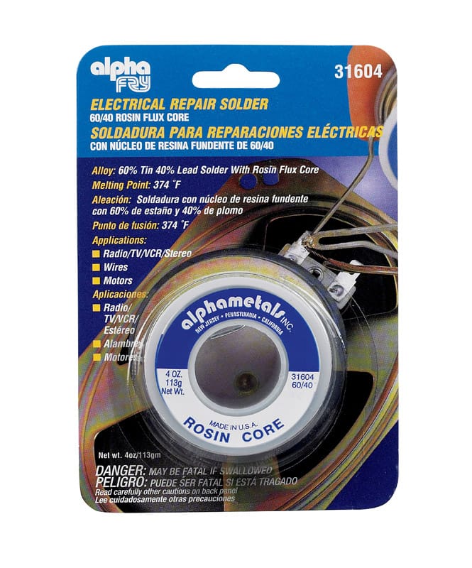 Alpha Fry 31604 4 oz Repair Solder 0.06 in. D Tin/Lead 60/40 1 pc