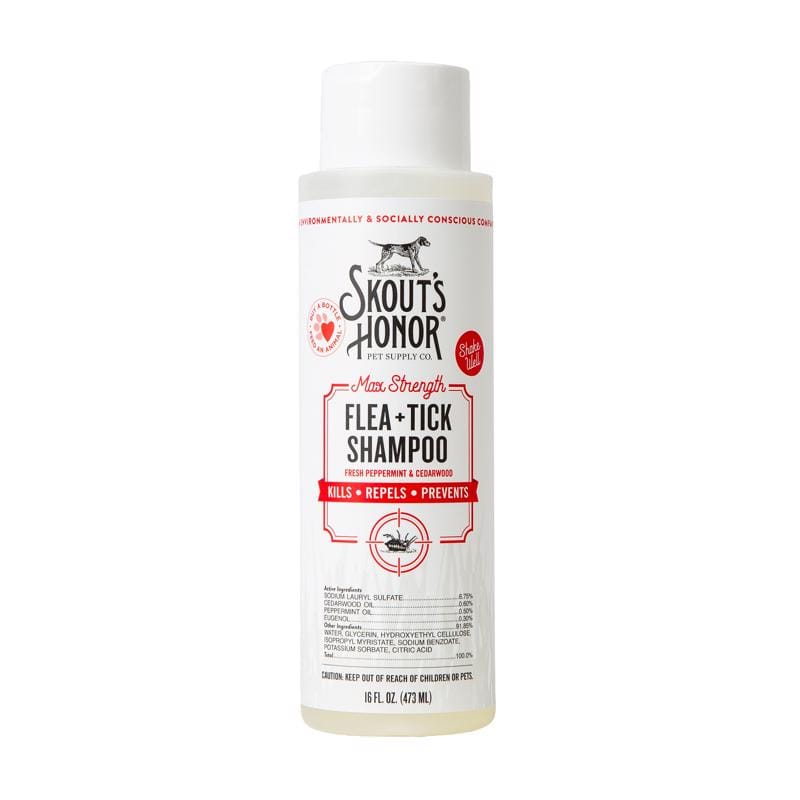 Skout'S Honor SH20FTSH16 White Cedarwood/Peppermint Dog Flea and Tick Shampoo 16 oz 1 pk
