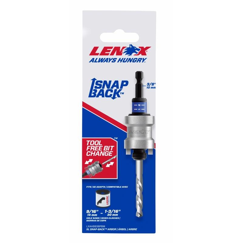 Lenox LXAH9938PBM Snap-Back 9/16 - 1-3/16 in. Quick Change 3/8 in. D Hole Saw Arbor Arbor Included