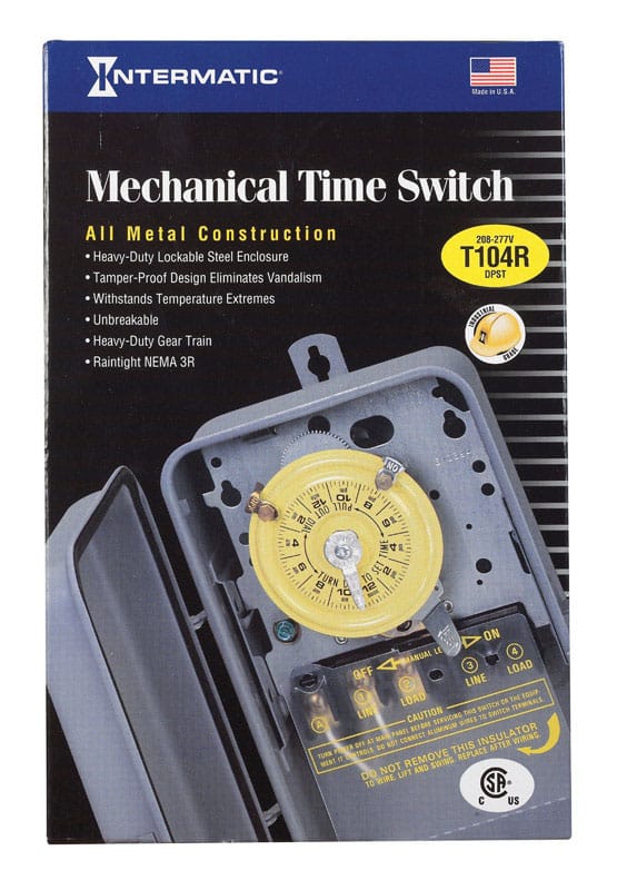 Intermatic T104RD89 Indoor and Outdoor Mechanical Timer Switch 277 V Gray
