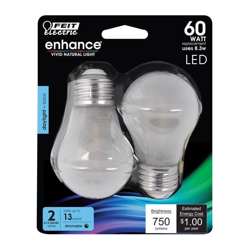 Feit BPA1560W950CFL2 Enhance A15 E26 (Medium) Filament LED Bulb Daylight 60 Watt Equivalence 2 pk