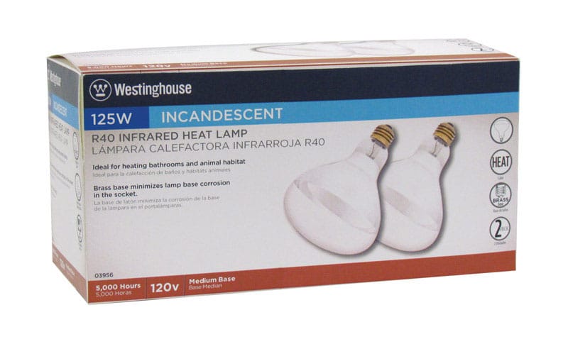 Westinghouse 0395648 125 W R40 Heat Lamp Incandescent Light Bulb Medium Base Clear 2 pk