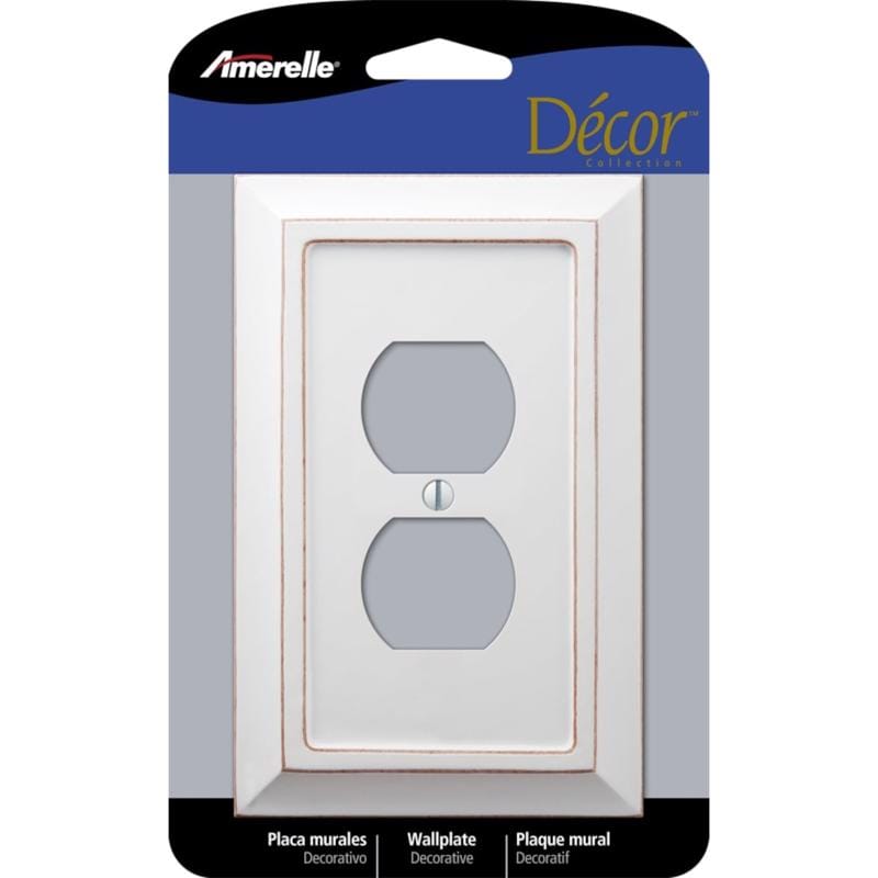 Amerelle 4040DDW Savannah White 1 gang Wood Duplex Wall Plate 1 pk