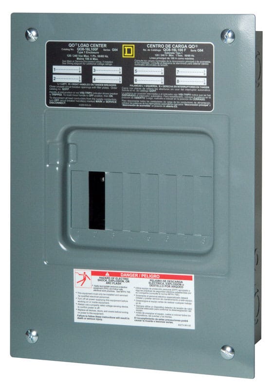 Square D QO816L100FCP QO 100 amps 120/240 V 8 space 16 circuits Combination Mount Main Lug Load Center