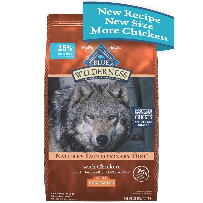 Blue Buffalo 597204 Blue Wilderness Adult Chicken Dry Dog Food Grain Free 28 lb