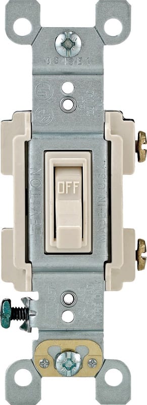 Leviton RS115-TCP Framed 15 amps Toggle Switch Light Almond 1 pk