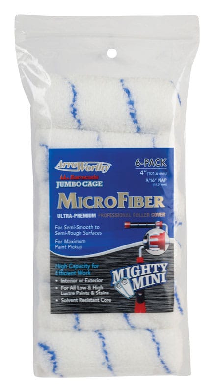 ArroWorthy 4-MFR4JCCK 0400 Barracuda Microfiber 4 in. W X 9/16 in. Jumbo Paint Roller Cover 6 pk