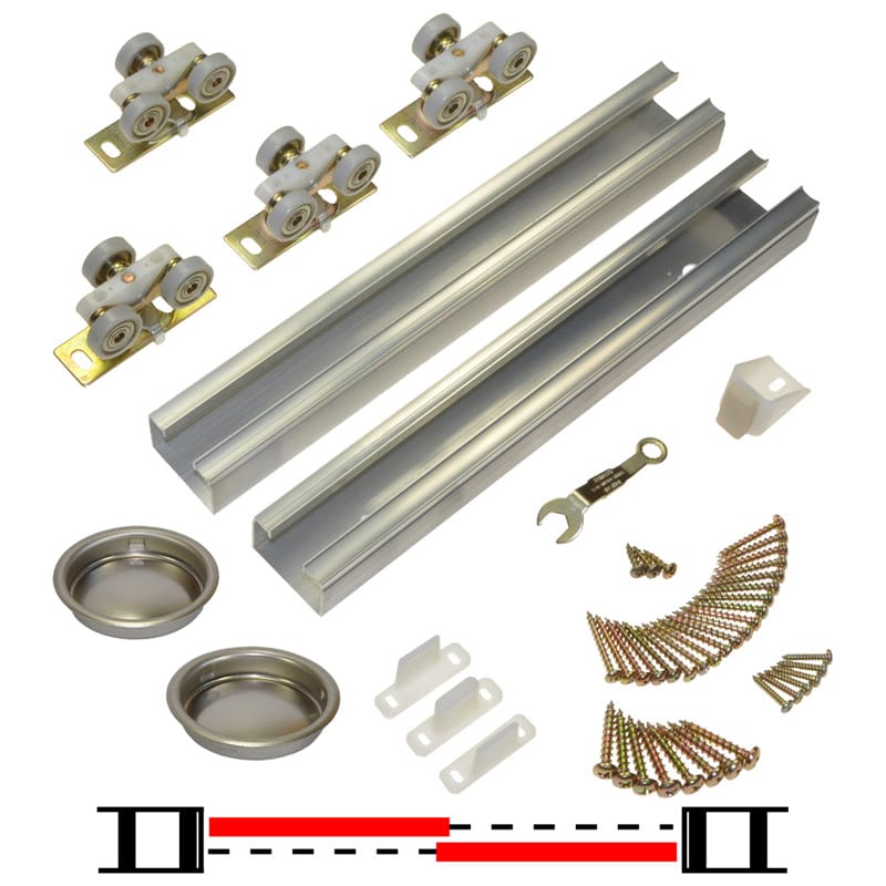 Johnson Hardware 100602DR 100SD Aluminum By-Pass Door Hardware Set