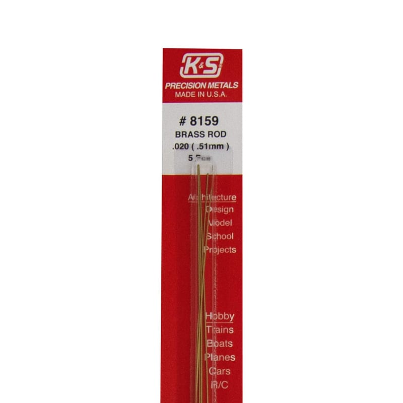 K&S 8159 0.020 in. D X 12 in. L Brass Rod 5 pk