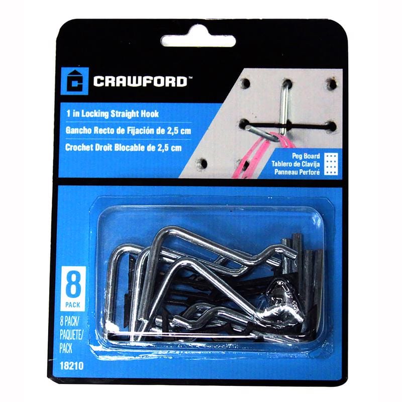 Crawford 18210 Zinc Plated Black/Silver Steel 0.05 in. Peg Hooks 1 pk