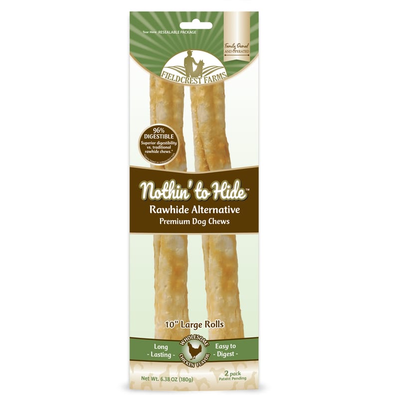 Fieldcrest Farms 145 Nothin' to Hide Lg Roll Chicken Grain Free Chews For Dogs 0.4 lb 10 in. 2 pk