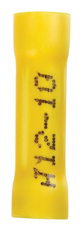 Jandorf 60991 12-10 Ga. Insulated Wire Terminal Butt Splice Yellow 4 pk