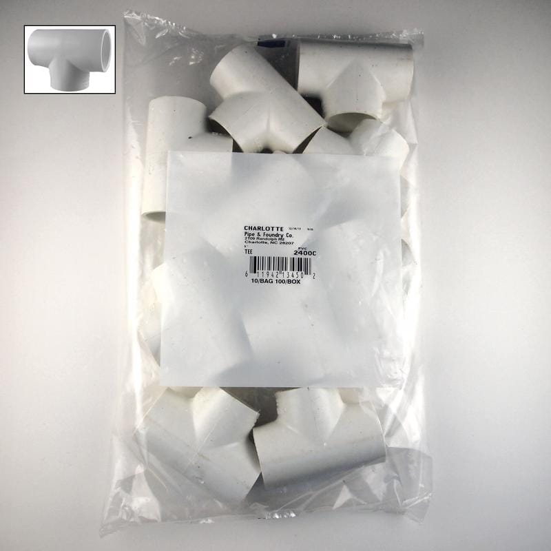 Charlotte Pipe PVC02400C1000 1 in. Slip X 1 in. D Slip PVC Tee 10 pk