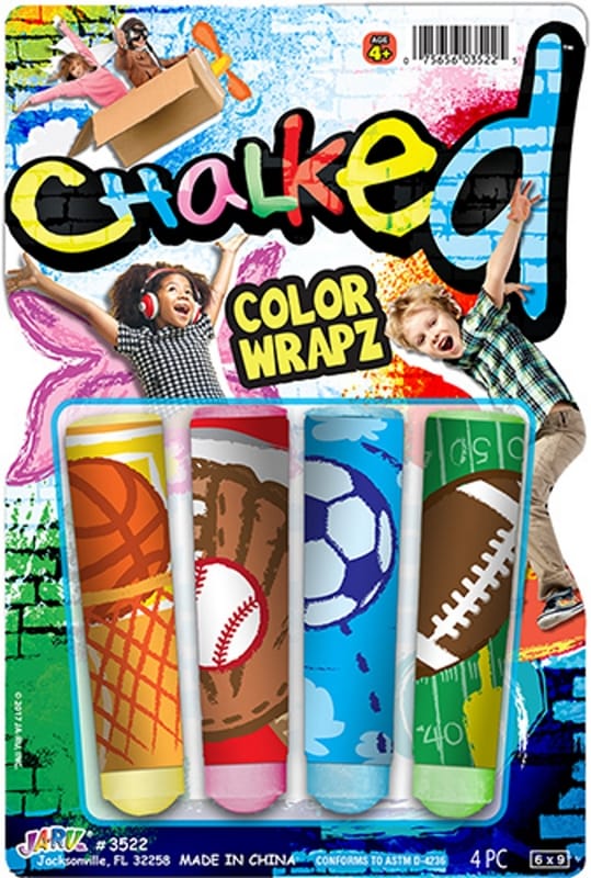 Ja-Ru 3522 Color Wrapz Sidewalk Chalk Assorted 4 pc