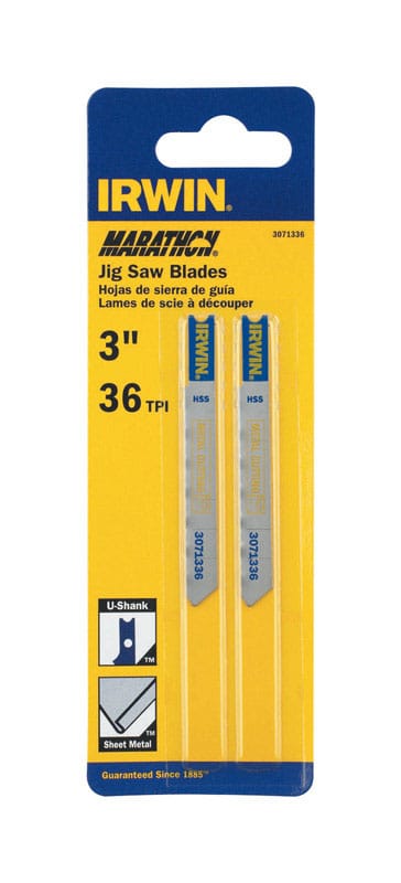 Irwin 3071336 Marathon 3 in. Bi-Metal U-Shank Jig Saw Blade 36 TPI 2 pk