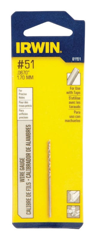 Irwin 81151 51 X 2 in. L High Speed Steel Wire Gauge Bit Straight Shank 1 pc