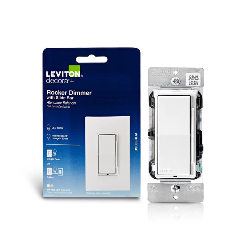 Leviton DSL01-0LM Decora Multicolored 600 W Rocker Dimmer Switch 1 pk