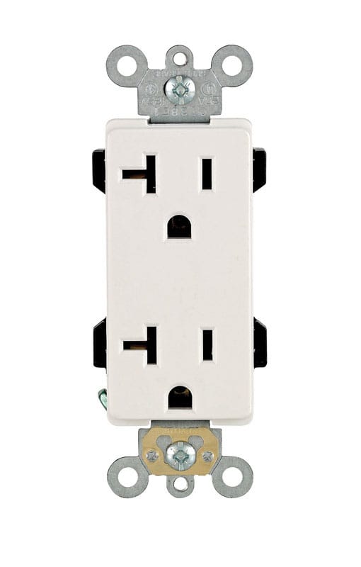 Leviton 16352-0WS Decora Plus 20 amps 125 V Duplex White Outlet 5-20R 1 pk