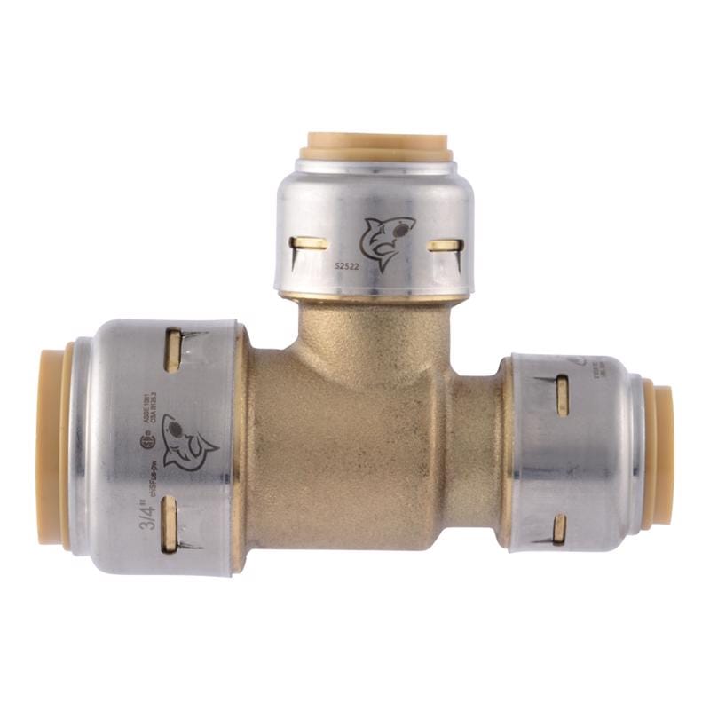 Sharkbite UR454A Push to Connect 3/4 in. PTC each X 1/2 in. D Brass Reducing Tee